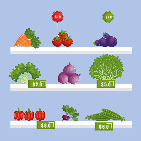 supermarket groceries in shelf vector illustration designのイラスト素材