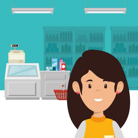 consumer with supermarket groceries vector illustration designのイラスト素材