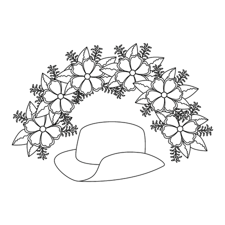 cowboy hat with flowers vector illustration designのイラスト素材