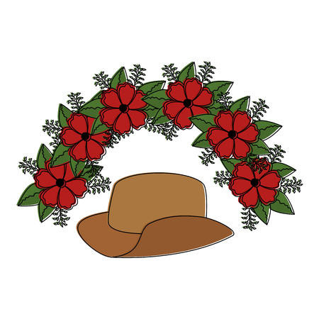 cowboy hat with flowers vector illustration designのイラスト素材