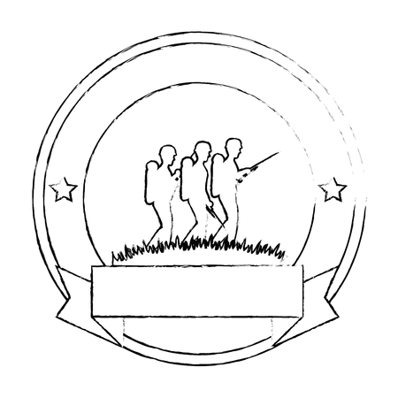 soldiers trops silhouette emblem vector illustration designのイラスト素材