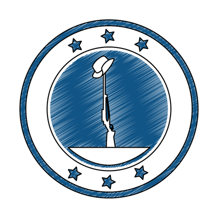 rifle and helmet emblem vector illustration designのイラスト素材