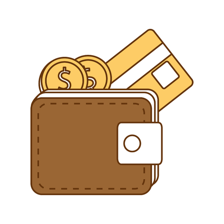 wallet money with credit card and coins vector illustration designのイラスト素材