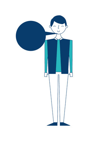young people male man with speech bubble talk vector illustration green and blue designのイラスト素材