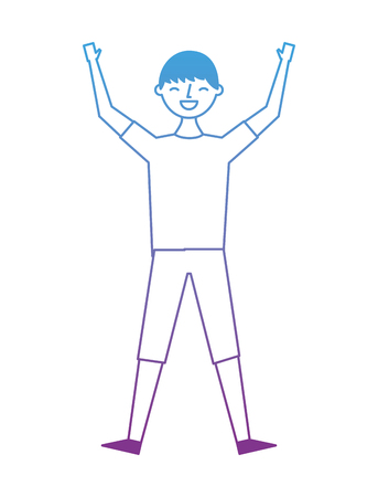 jumping young people male man vector illustration degrade color designのイラスト素材
