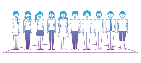 People group man and woman together vector illustration degrade color designのイラスト素材
