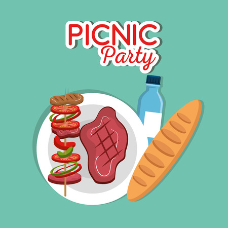 picnic party invitation set icons vector illustration designのイラスト素材