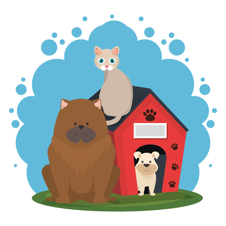 cute mascots pet shop icons vector illustration designのイラスト素材