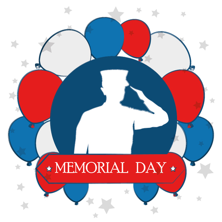 happy memorial day celebration card with soldier silhouette vector illustration designのイラスト素材