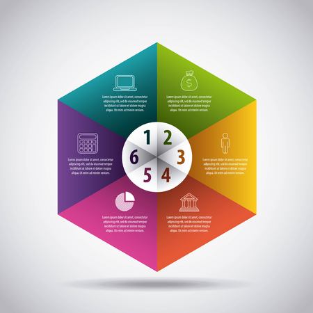 infographic template with motif of hexagon divided to six sections vector illustrationのイラスト素材