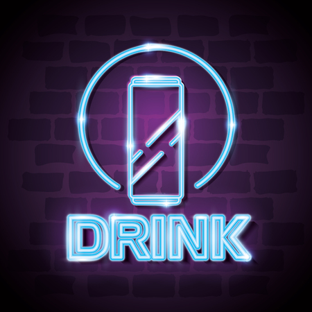 drink bar neon label vector illustration designのイラスト素材