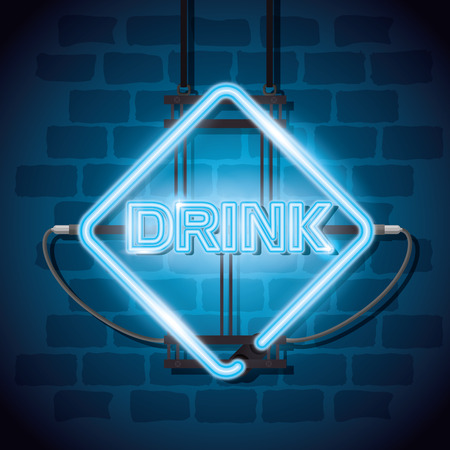 drink bar neon label vector illustration designのイラスト素材