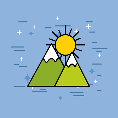 mountains peak snow sun natural vector illustrationのイラスト素材