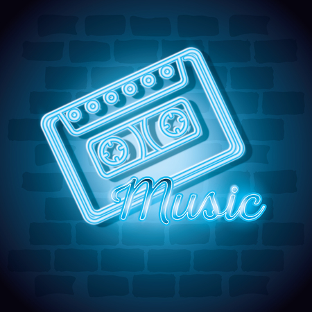 music iluminated neon label vector illustration designのイラスト素材