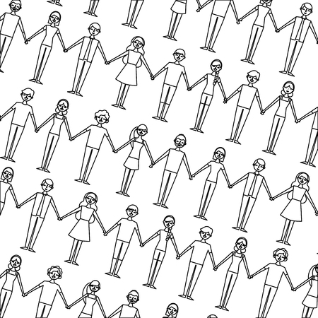 background people happy holding hands vector illustration outline designのイラスト素材