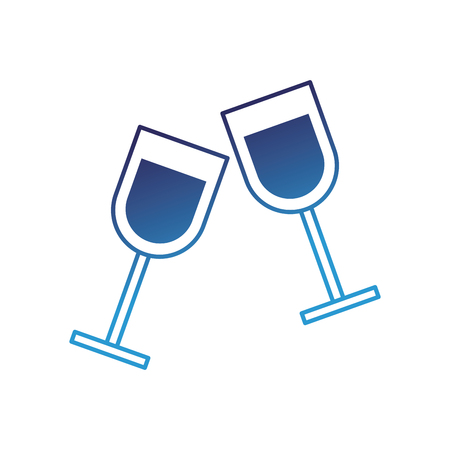 two glass cup liquor drink image vector illustration degraded blueのイラスト素材