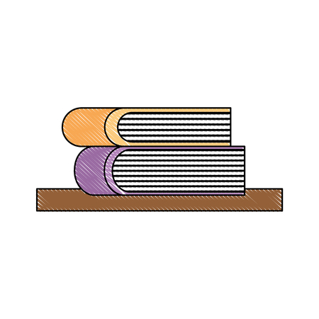 two books on shelf learn read literature vector illustration drawing colorのイラスト素材