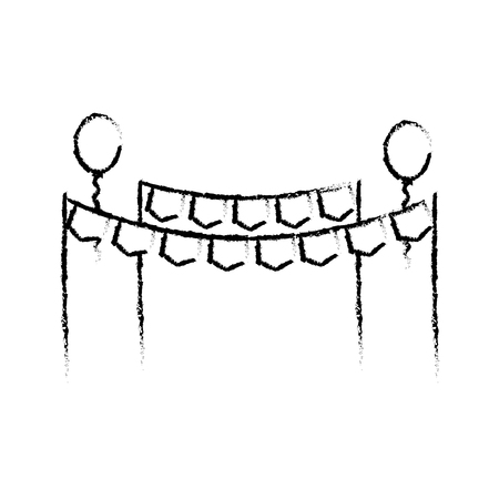 hanging garland festive and balloons decoration vector illustration sketch designのイラスト素材