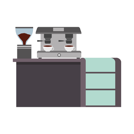 bar counter machine make coffee espresso vector illustrationのイラスト素材
