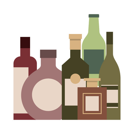 collection bottles liquor beverage drink vector illustrationのイラスト素材