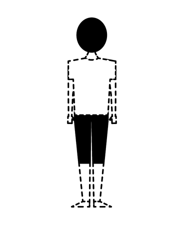 back view of man standing character vector illustration dotted line designのイラスト素材