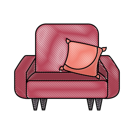 soft sofa with a cushion furniture interior vector illustrationのイラスト素材