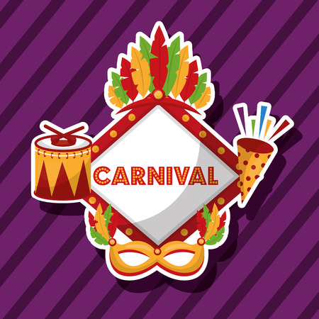 carnival board light drum mask fireworks vector illustrationのイラスト素材
