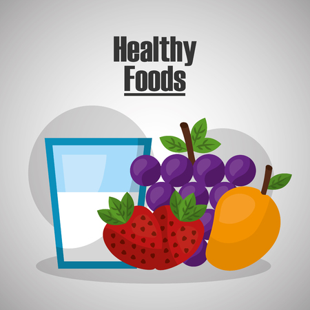 healthy strawberry grape mango foods lifestyle vector illustrationのイラスト素材