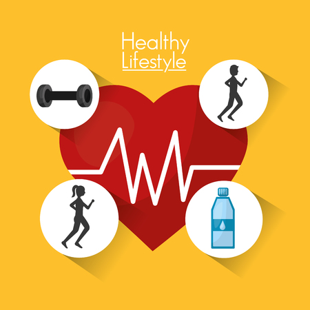 heart rate fitness weight sport healthy lifestyle vector illustrationのイラスト素材