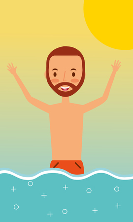 A man on the beach vector illustrationのイラスト素材