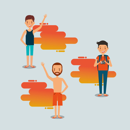 summer vacations people male set vector illustrationのイラスト素材