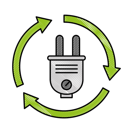energy plug connector with arrows around vector illustration designのイラスト素材