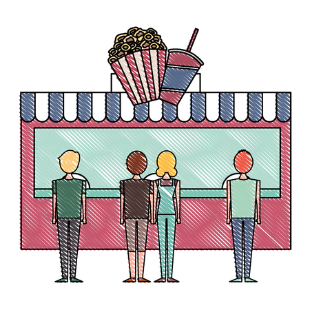 people cinema candy snack store vector illustrationのイラスト素材