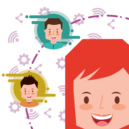 woman cartoon face avatar people social media background icons vector illustrationのイラスト素材