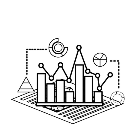 infographic 3d chart bar graph pyramid round document business vector illustration outline designのイラスト素材