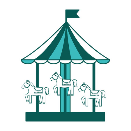 carnival funfair carousel entertainment enjoy vector illustration green imageのイラスト素材
