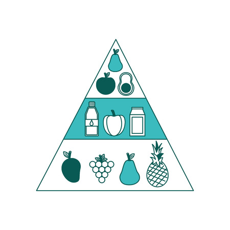 healthy lifestyle food pyramid nutrition dieting vector illustration green imageのイラスト素材
