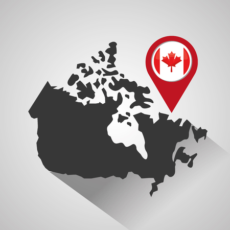canada pointer map location flag vector illustrationのイラスト素材