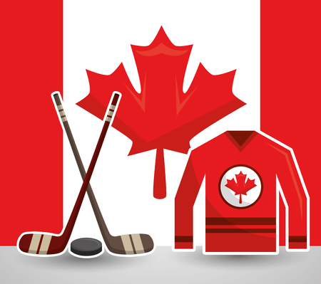 ice hocket sticks puck jesrsey canadian vector illustrationのイラスト素材