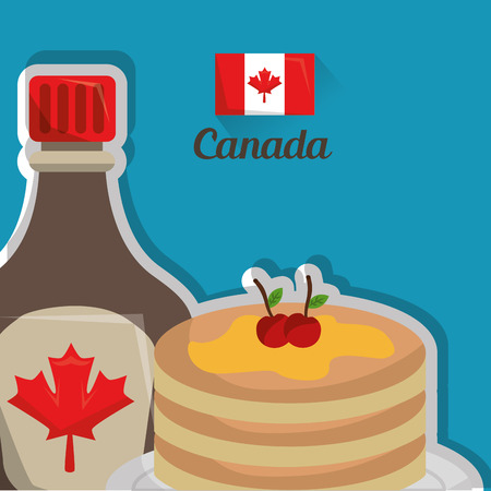 traditional food canadian pancake and maple syrup breakfast vector illustrationのイラスト素材
