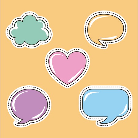 patches decoration speech bubbles heart love vector illustrationのイラスト素材