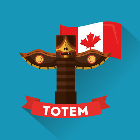 ancient totem canadian traditional culture folklore vector illustrationのイラスト素材