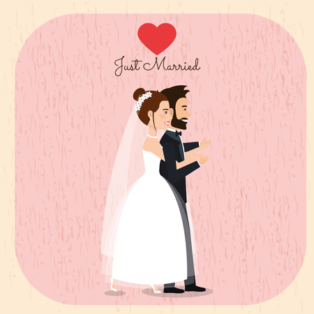 romantic picture of just married couple vector illustration designのイラスト素材