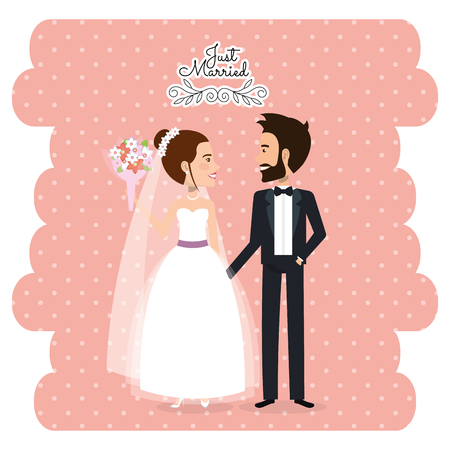 romantic picture of just married couple vector illustration designのイラスト素材