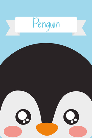 cute animal head penguin ribbon decoration vector illustrationのイラスト素材