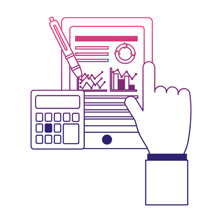 hand human with document and calculator vector illustration designのイラスト素材