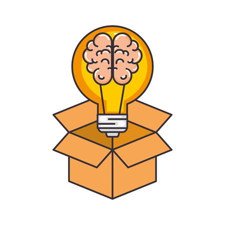 bulb light idea with brain and box vector illustration designのイラスト素材