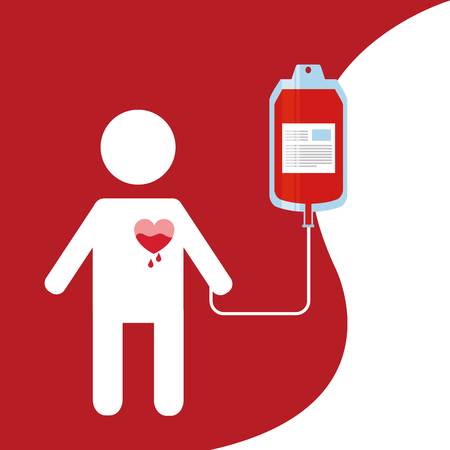 Male with dripping heart and a bag blood.のイラスト素材