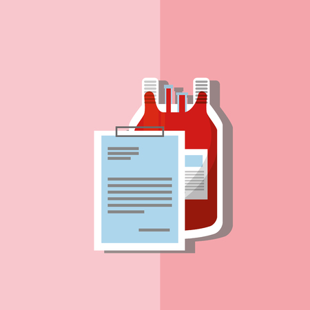 Blood donation day campaign illustration - blood bag and a clipboard report.のイラスト素材