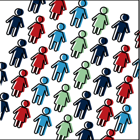 couple genders silhouettes avatars pattern vector illustration designのイラスト素材